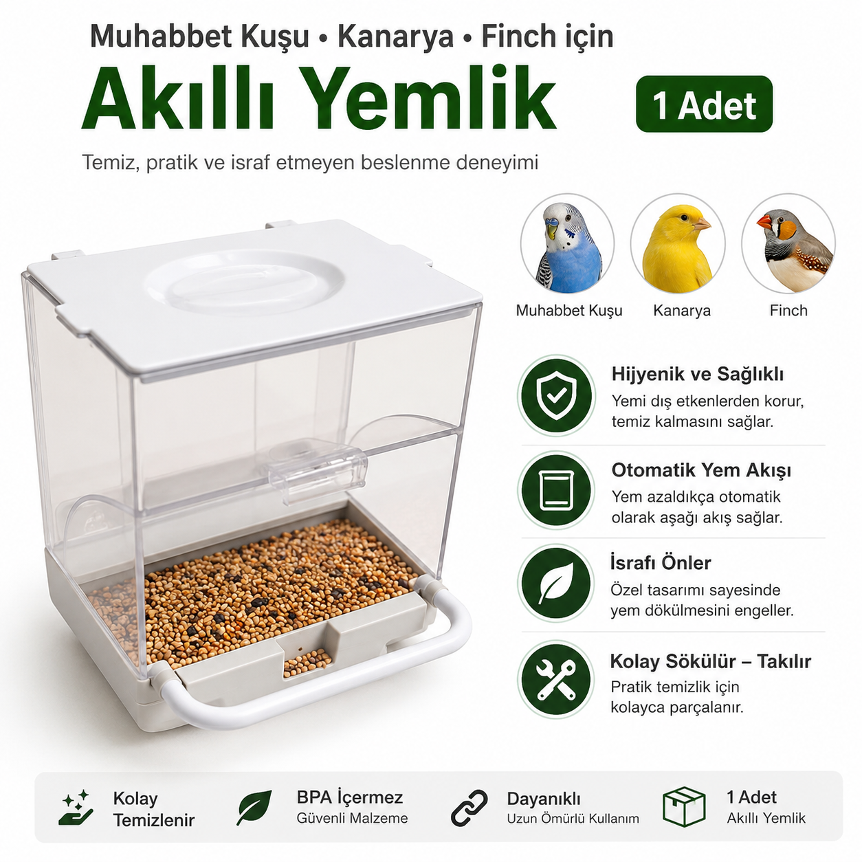 Akıllı Yemlik ( Beyaz 1 adet )