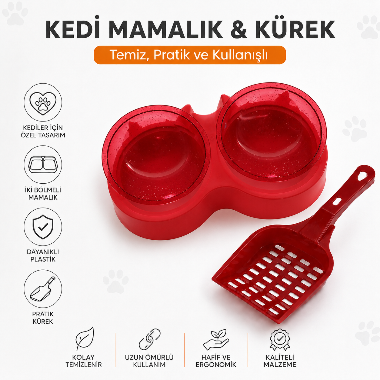 Kedi & Köpek Mama ve Su Kabı ( Kulak Figürlü )