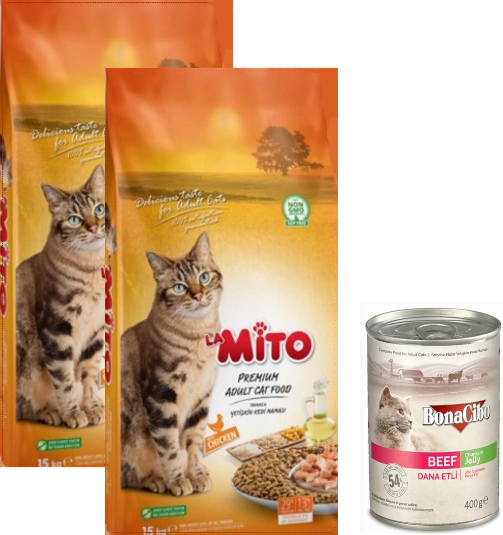 Mito Tavuklu Yetişkin Kedi Maması 1 kg x 2 Adet ( Dana Etli Yaş Mama )